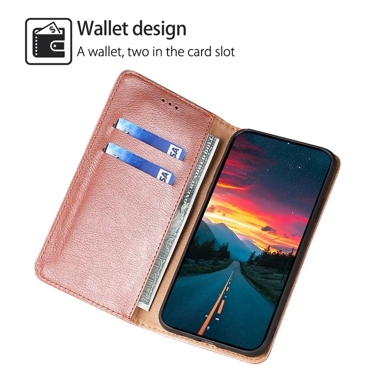 For Samsung Galaxy S25+ 5G Gloss Oil Solid Color Magnetic Leather Phone Case(Rose Gold)