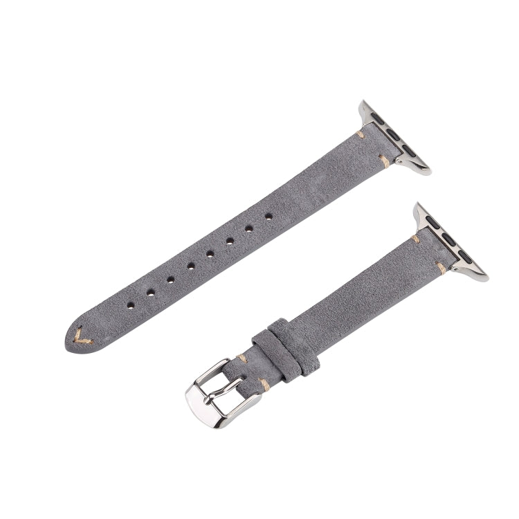 For Apple Watch 42mm / 41mm / 40mm / 38mm Matte Genuine Leather Watch Band(Grey)