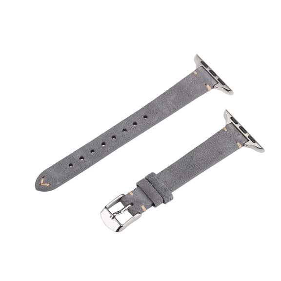 For Apple Watch 42mm / 41mm / 40mm / 38mm Matte Genuine Leather Watch Band(Grey)