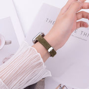 For Apple Watch 42mm / 41mm / 40mm / 38mm Matte Genuine Leather Watch Band(Olive Green)