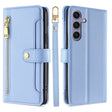 For Samsung Galaxy S25+ 5G Sheep Texture Cross-body Zipper Wallet Leather Phone Case(Blue) - Galaxy S25+ 5G Cases by PMC TechLife | Online Shopping South Africa | PMC TechLife | Buy Now Pay Later Mobicred