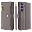 For Samsung Galaxy S25+ 5G Sheep Texture Cross-body Zipper Wallet Leather Phone Case(Grey) - Galaxy S25+ 5G Cases by PMC TechLife | Online Shopping South Africa | PMC TechLife | Buy Now Pay Later Mobicred