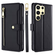 For Samsung Galaxy S25 Ultra 5G Sheep Texture Cross-body Zipper Wallet Leather Phone Case(Black) - Galaxy S25 Ultra 5G Cases by PMC Jewellery | Online Shopping South Africa | PMC Jewellery | Buy Now Pay Later Mobicred