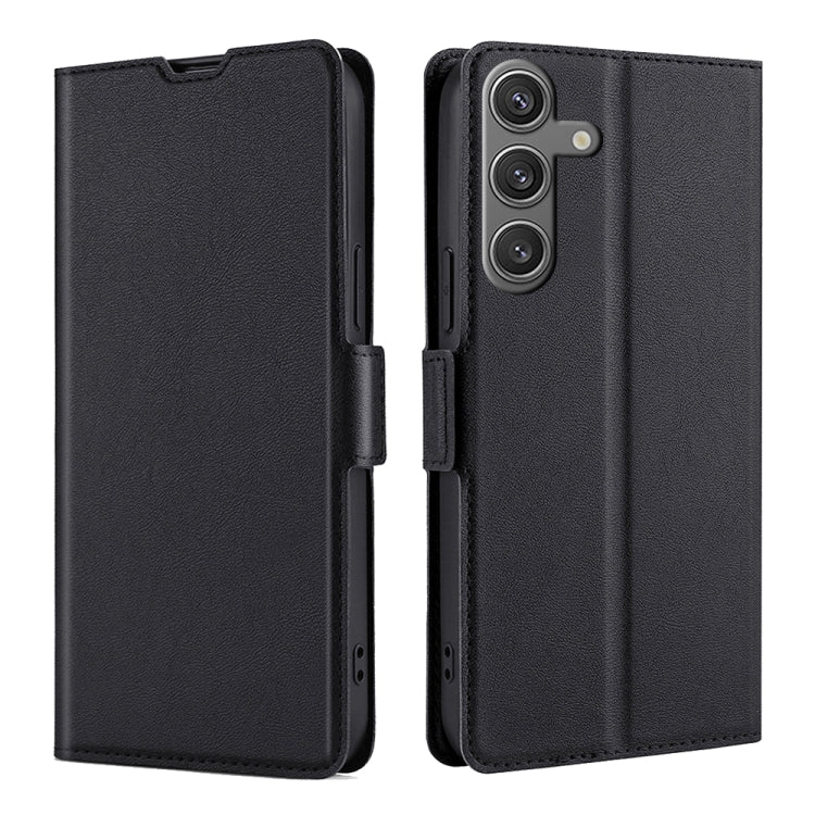 For Samsung Galaxy S25 5G Ultra-thin Voltage Side Buckle Horizontal Flip Leather Phone Case(Black)