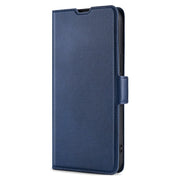 For Samsung Galaxy S25 5G Ultra-thin Voltage Side Buckle Horizontal Flip Leather Phone Case(Blue)