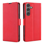 For Samsung Galaxy S25 5G Ultra-thin Voltage Side Buckle Horizontal Flip Leather Phone Case(Red)