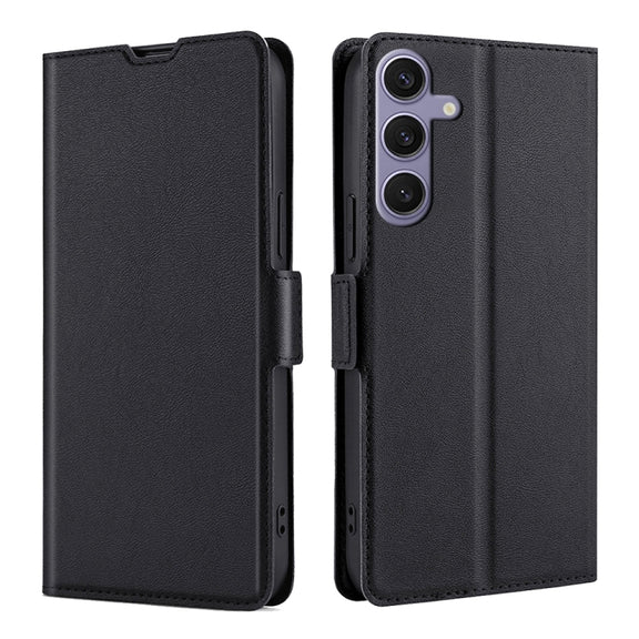 For Samsung Galaxy S25+ 5G Ultra-thin Voltage Side Buckle Horizontal Flip Leather Phone Case(Black)