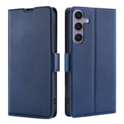For Samsung Galaxy S25+ 5G Ultra-thin Voltage Side Buckle Horizontal Flip Leather Phone Case(Blue)