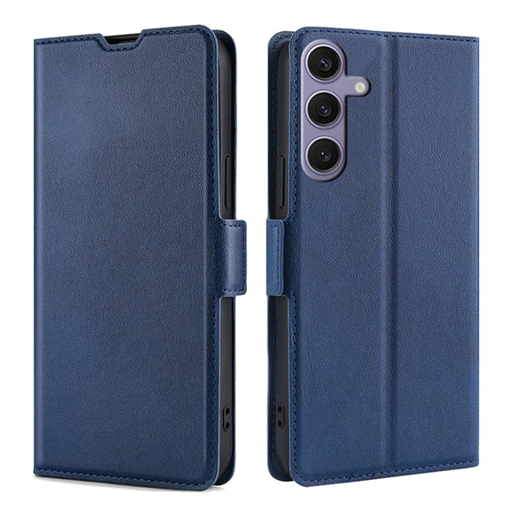 For Samsung Galaxy S25+ 5G Ultra-thin Voltage Side Buckle Horizontal Flip Leather Phone Case(Blue)