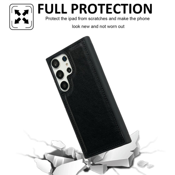 For Samsung Galaxy S25 Ultra 5G Cowhide Texture Back Cover Phone Case(Black)