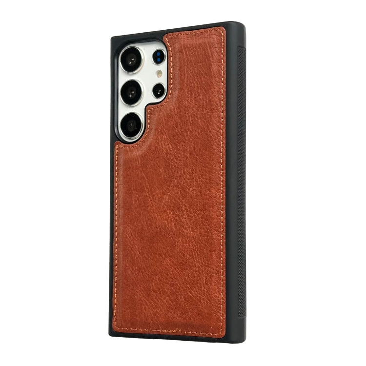 For Samsung Galaxy S25 Ultra 5G Cowhide Texture Back Cover Phone Case(Brown)