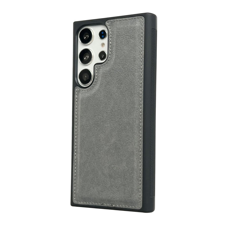 For Samsung Galaxy S25+ 5G Cowhide Texture Back Cover Phone Case(Grey)