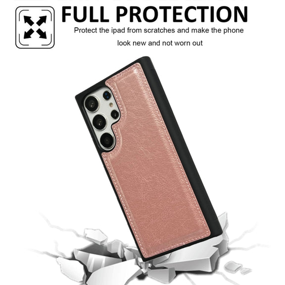 For Samsung Galaxy S25+ 5G Cowhide Texture Back Cover Phone Case(Rose Gold)