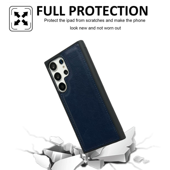 For Samsung Galaxy S25+ 5G Cowhide Texture Back Cover Phone Case(Royal Blue)