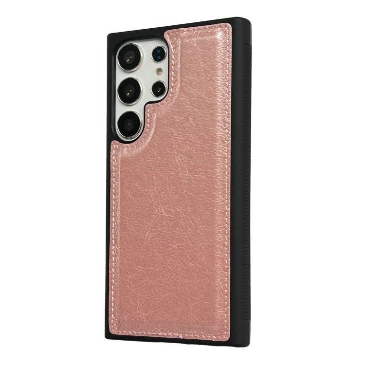 For Samsung Galaxy S25 5G Cowhide Texture Back Cover Phone Case(Rose Gold)