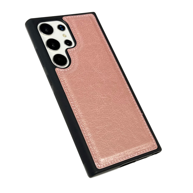 For Samsung Galaxy S25 5G Cowhide Texture Back Cover Phone Case(Rose Gold)