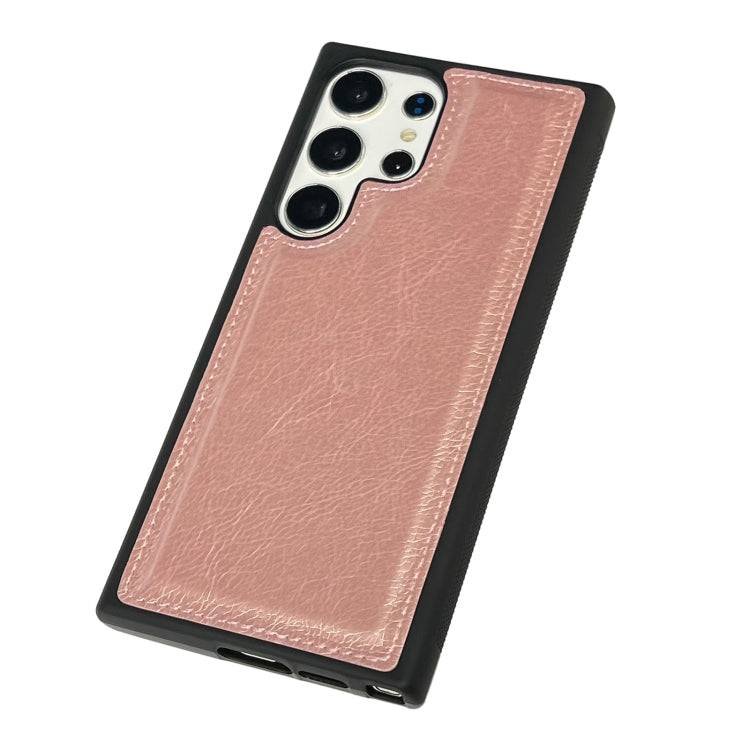 For Samsung Galaxy S25 5G Cowhide Texture Back Cover Phone Case(Rose Gold)