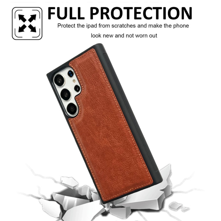 For Samsung Galaxy S25 5G Cowhide Texture Back Cover Phone Case(Brown)