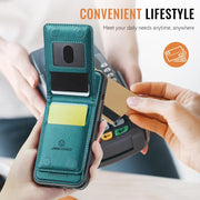 For iPhone 16e JEEHOOD J06 British Style RFID MagSafe Card Bag PU Phone Case(Green)