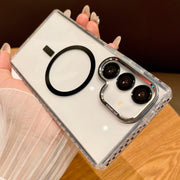 For Samsung Galaxy S25+ 5G Transparent MagSafe Phone Case with Lens Film(Black)