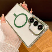 For Samsung Galaxy S25+ 5G Transparent MagSafe Phone Case with Lens Film(Green)