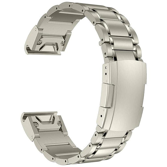 For Garmin 26mm Five-beads Titanium Alloy Push Buckle Metal Quick Release Watch Band(Titanium Color)
