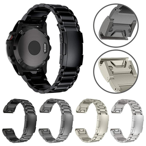 For Garmin 22mm Five-beads Titanium Alloy Push Buckle Metal Quick Release Watch Band(Silver)
