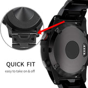 For Garmin 26mm Five-beads Titanium Alloy Push Buckle Metal Quick Release Watch Band(Black)