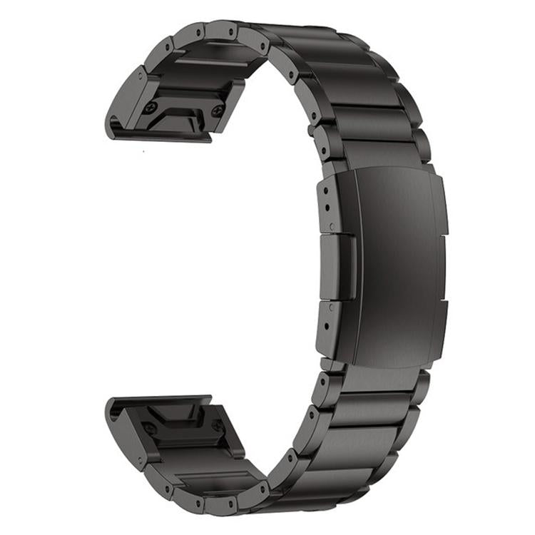 For Garmin 26mm Three-beads Titanium Alloy Push Buckle Metal Quick Release Watch Band(Black)