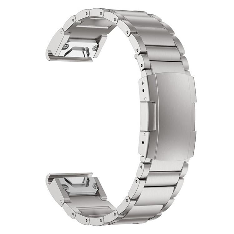 For Garmin 26mm Three-beads Titanium Alloy Push Buckle Metal Quick Release Watch Band(Silver)