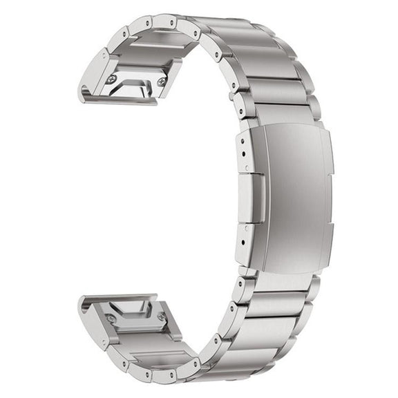 For Garmin 22mm Three-beads Titanium Alloy Push Buckle Metal Quick Release Watch Band(Silver)