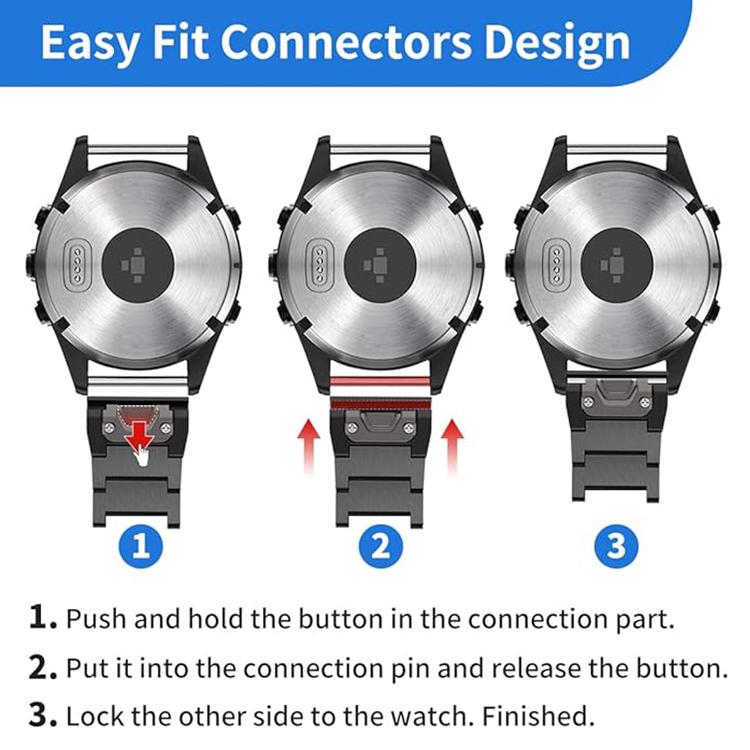 For Garmin 26mm Three-beads Titanium Alloy Push Buckle Metal Quick Release Watch Band(Silver)