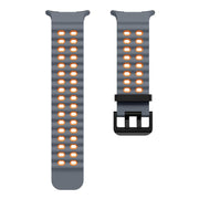 For Samsung Galaxy Watch Ultra 47mm Ocean Two Color Dual-Row Hole Silicone Watch Band(Space Gray Orange)