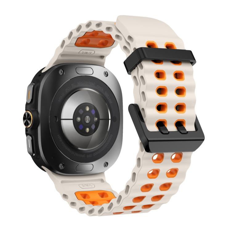 For Samsung Galaxy Watch Ultra 47mm Ocean Two Color Dual-Row Hole Silicone Watch Band(Starlight Orange)