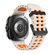 For Samsung Galaxy Watch Ultra 47mm Ocean Two Color Dual-Row Hole Silicone Watch Band(Starlight Orange)
