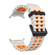 For Samsung Galaxy Watch Ultra 47mm Ocean Two Color Dual-Row Hole Silicone Watch Band(Starlight Orange)