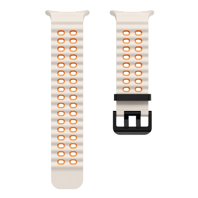 For Samsung Galaxy Watch Ultra 47mm Ocean Two Color Dual-Row Hole Silicone Watch Band(Starlight Orange)