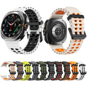 For Samsung Galaxy Watch Ultra 47mm Ocean Two Color Dual-Row Hole Silicone Watch Band(Space Gray Orange)