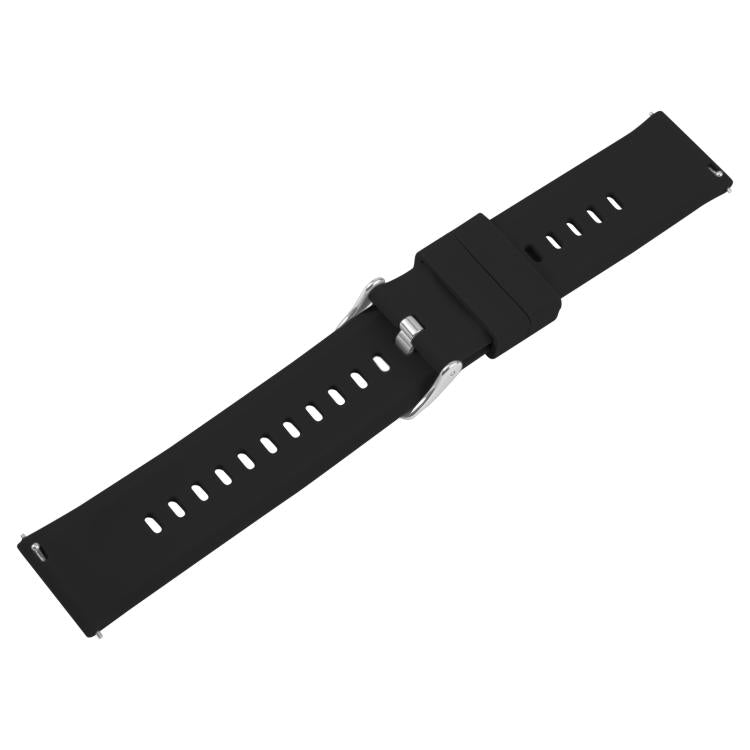 18mm Solid Color Steel Buckle Silicone Watch Band(Black)