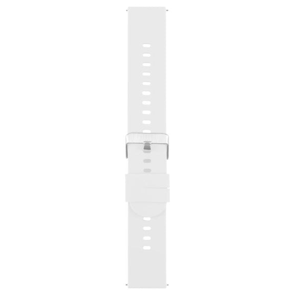 18mm Solid Color Steel Buckle Silicone Watch Band(White)