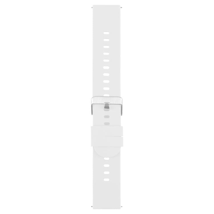 18mm Solid Color Steel Buckle Silicone Watch Band(White)