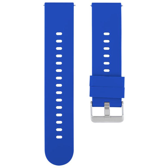 18mm Solid Color Steel Buckle Silicone Watch Band(Dark Blue)
