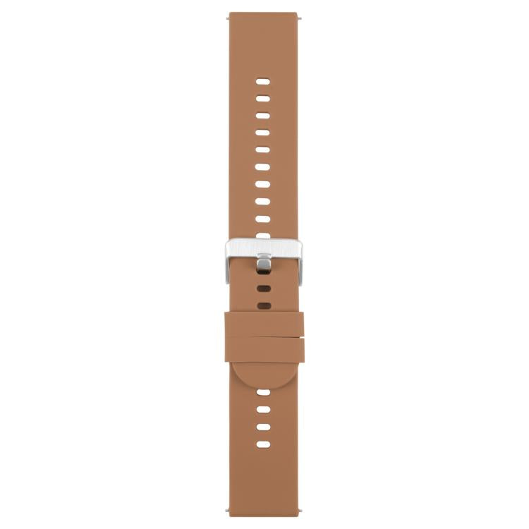 18mm Solid Color Steel Buckle Silicone Watch Band(Brown)