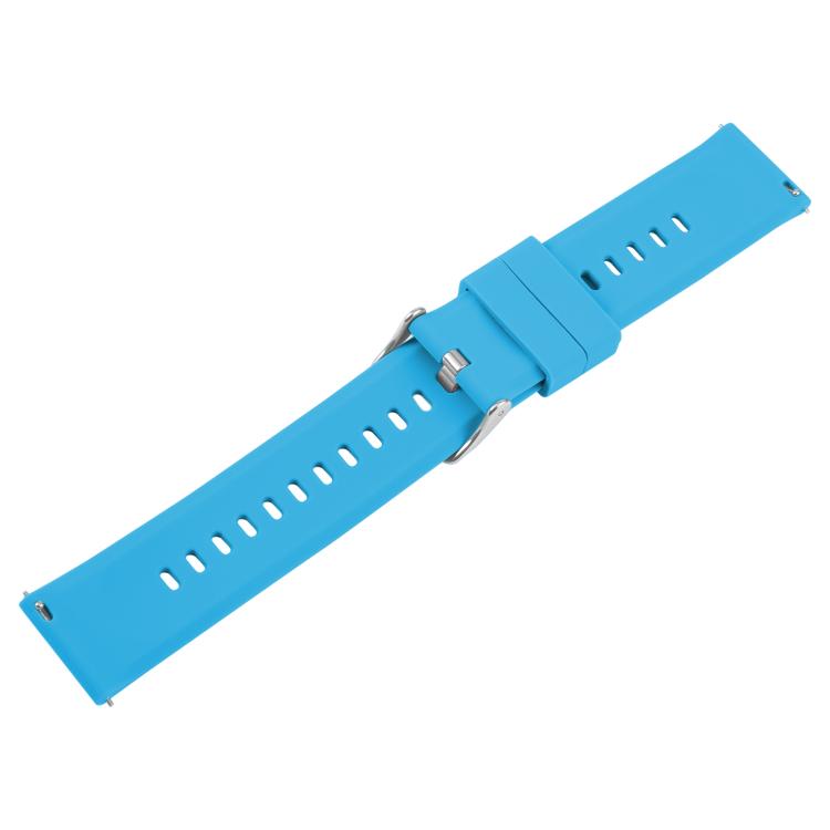 18mm Solid Color Steel Buckle Silicone Watch Band(Blue)