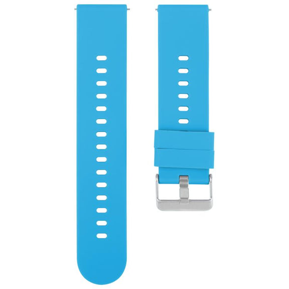 18mm Solid Color Steel Buckle Silicone Watch Band(Blue)