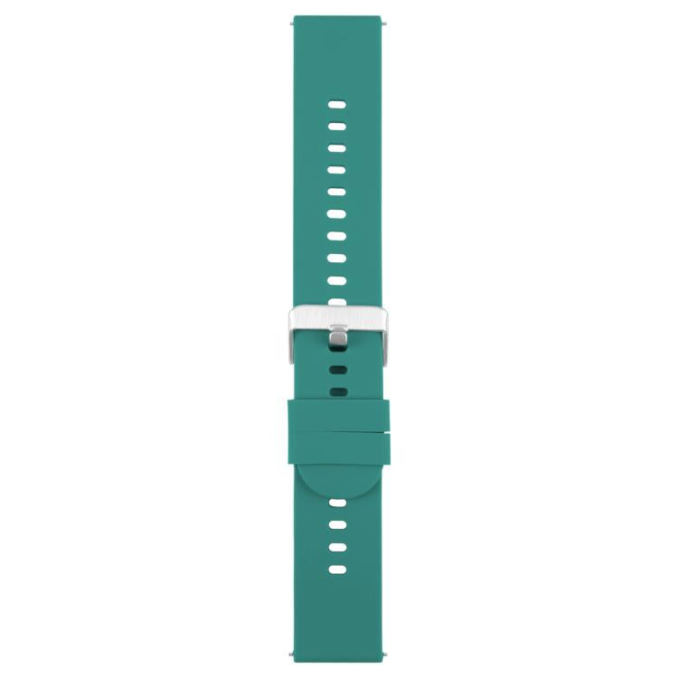 18mm Solid Color Steel Buckle Silicone Watch Band(Dark Green)