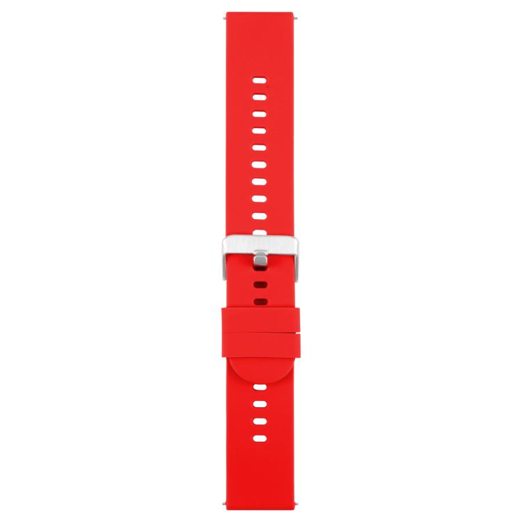 18mm Solid Color Steel Buckle Silicone Watch Band(Red)