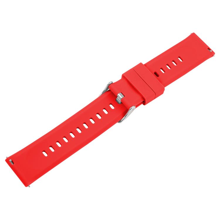 18mm Solid Color Steel Buckle Silicone Watch Band(Red)