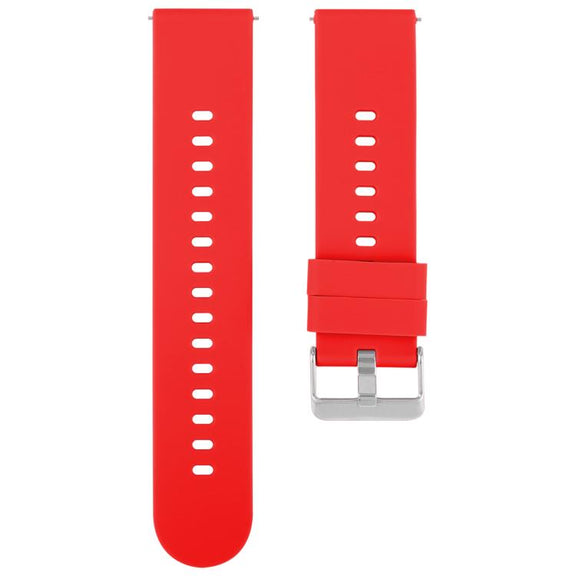18mm Solid Color Steel Buckle Silicone Watch Band(Red)