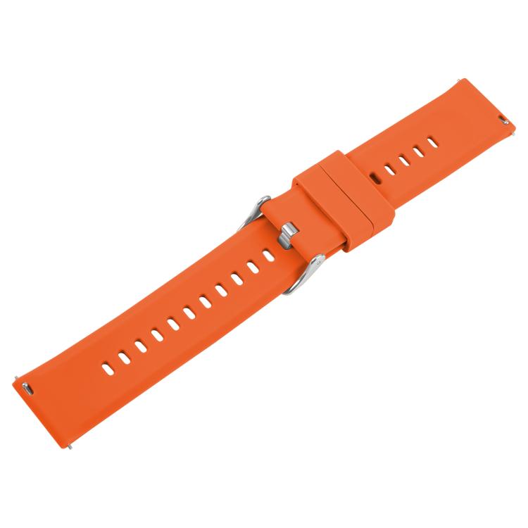 18mm Solid Color Steel Buckle Silicone Watch Band(Bright Orange)